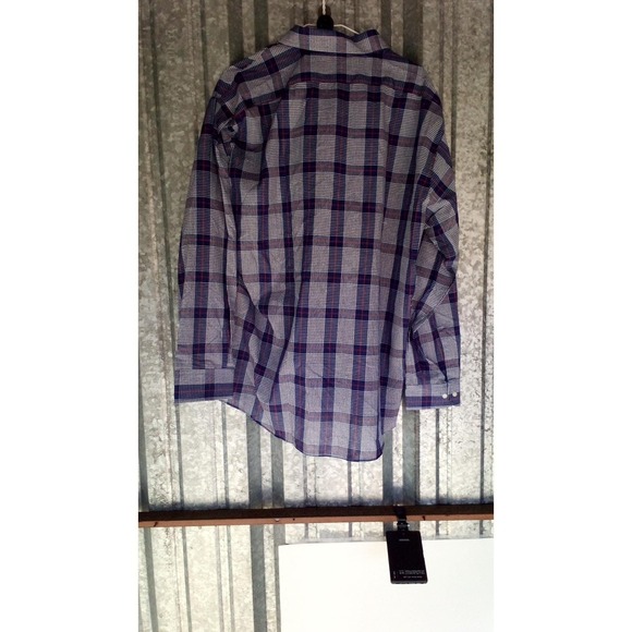 Towncraft Shirt Mens XL Buttonfront 17-1/2 Blue Plaid 80s Vintage Deadstock New - Picture 8 of 10